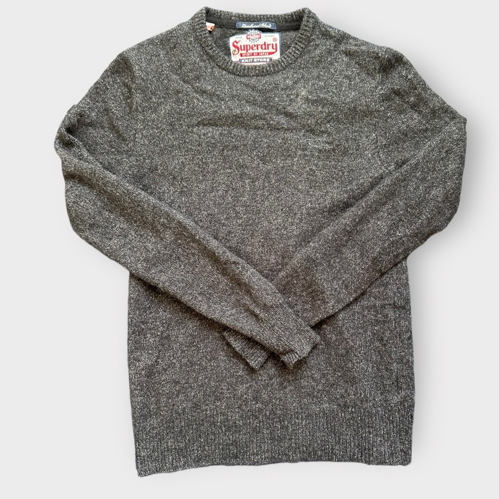 Superdry lambswool blend dark gray sweater, men’s small